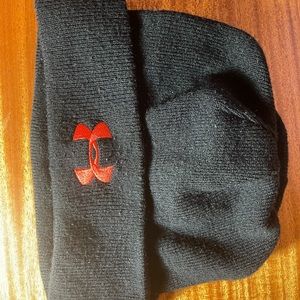 Under Armour Black with Red Logo Beanie